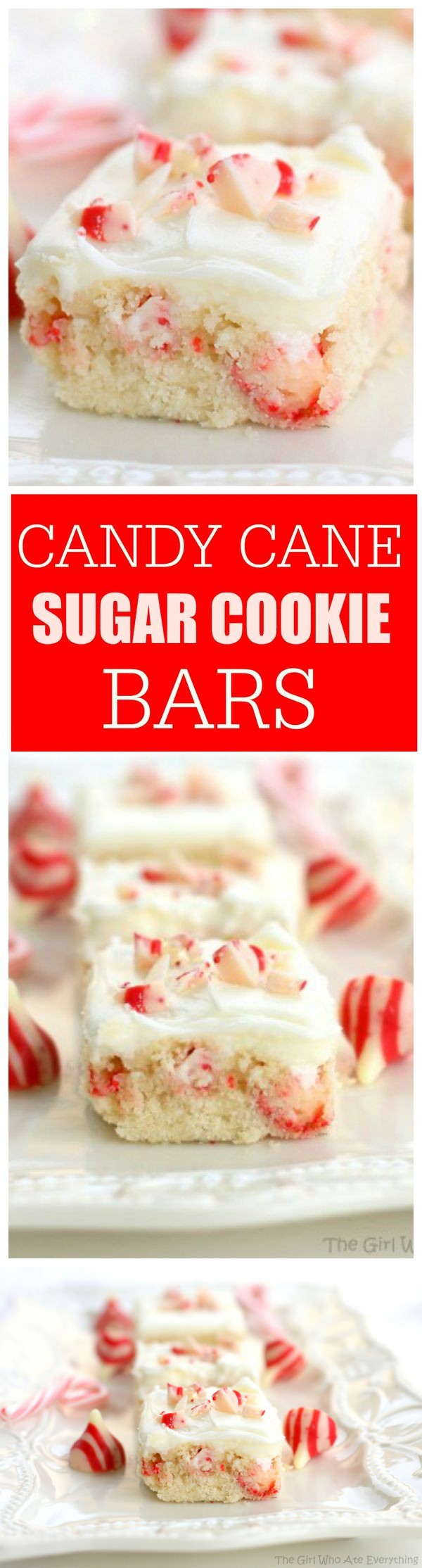 Candy Cane Kiss Sugar Cookie Bars