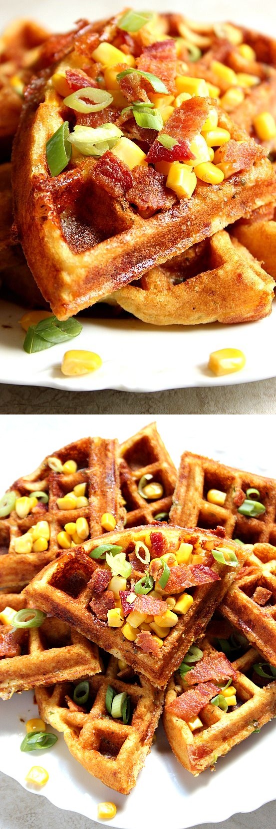 Cheddar Bacon Cornbread Waffles