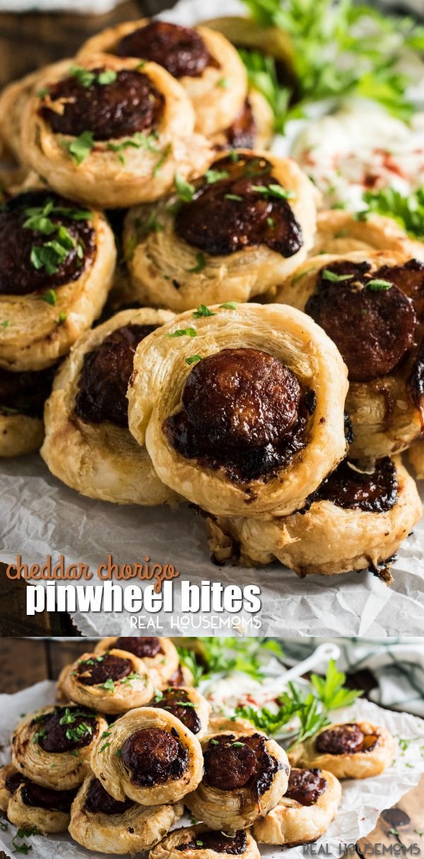 Cheddar Chorizo Pinwheel Bites