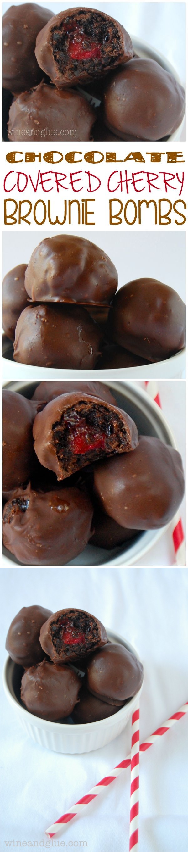 Chocolate Covered Cherry Brownie Bombs