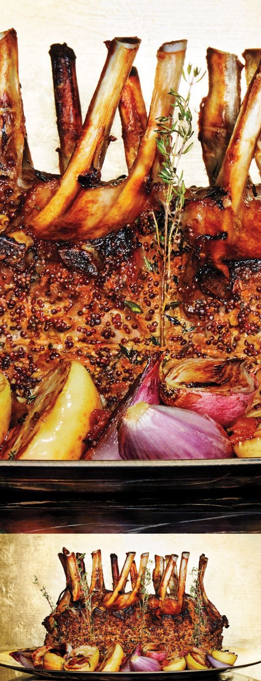 Crown Roast of Pork with Lady Apples and Shallots