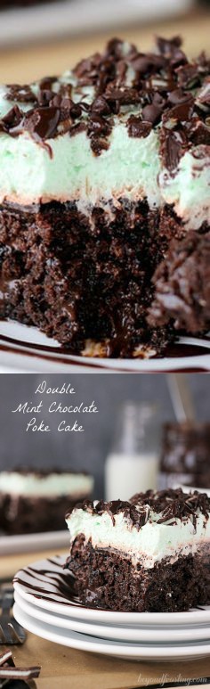 Double Mint Chocolate Poke Cake