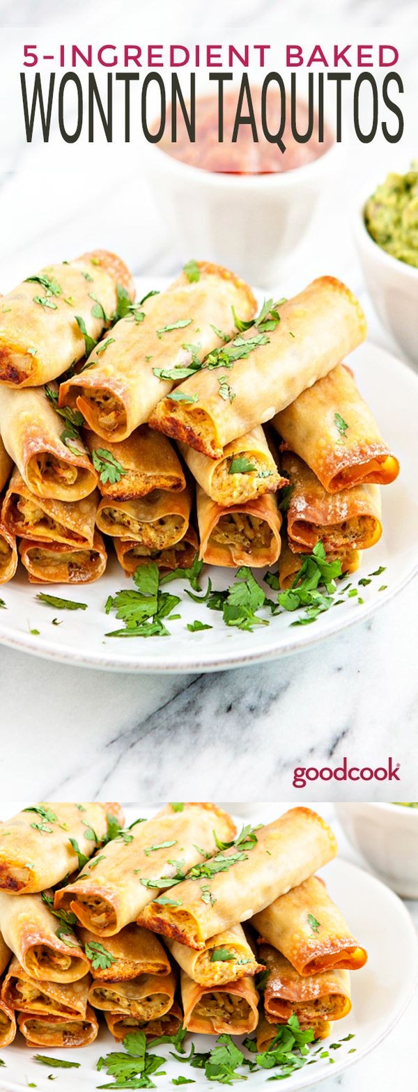 Easy Baked Wonton Chicken Taquitos