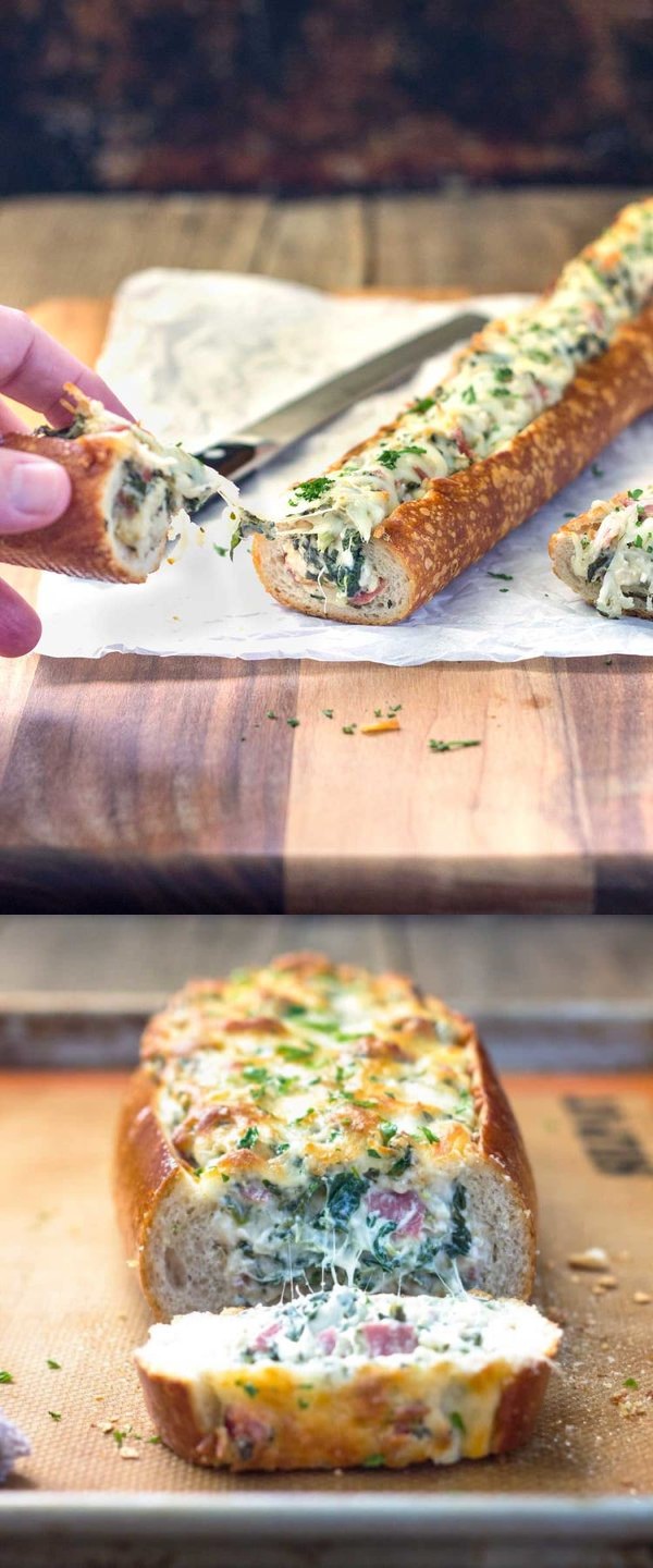 Feta Spinach Stuffed French Bread