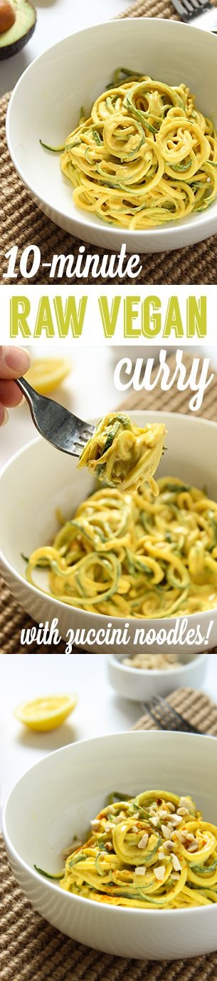 10-Minute Raw Vegan Curry over Zucchini Noodles