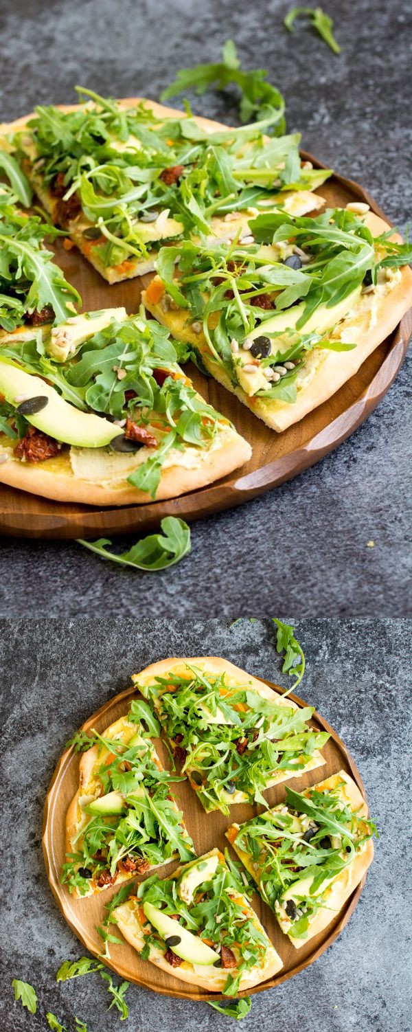 15 Minute Hummus Salad Pizza