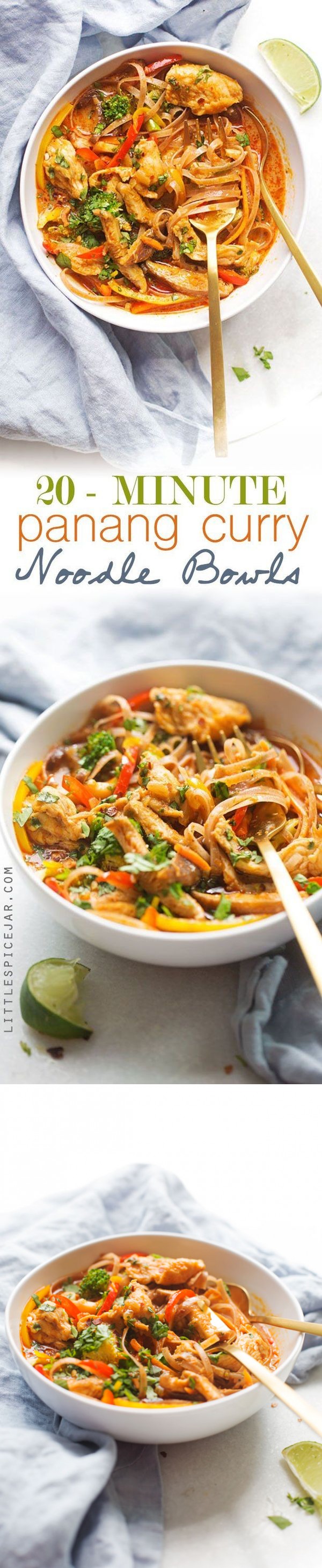 20 – Minute Chicken Panang Curry Noodle Bowls