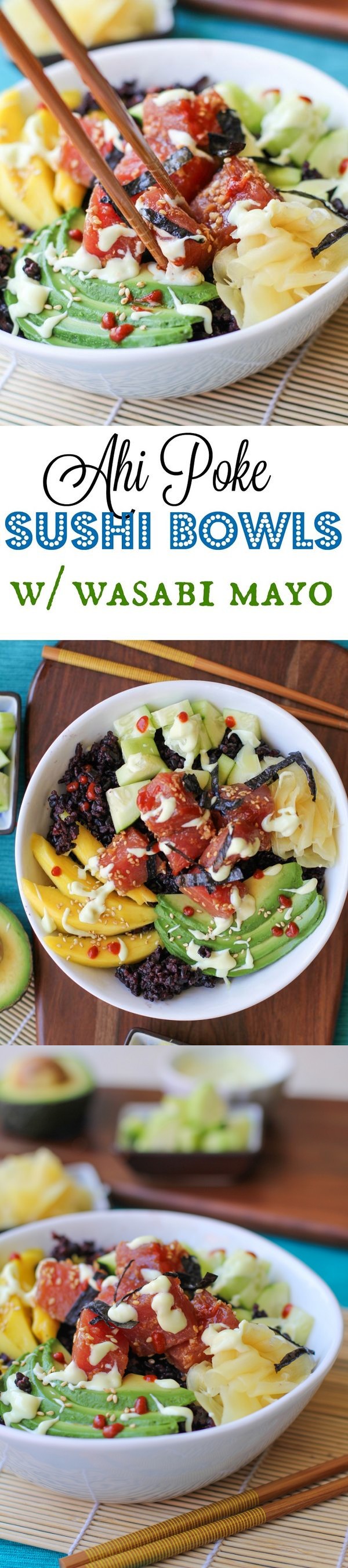 Ahi Poke Sushi Bowls with Wasabi Sauce