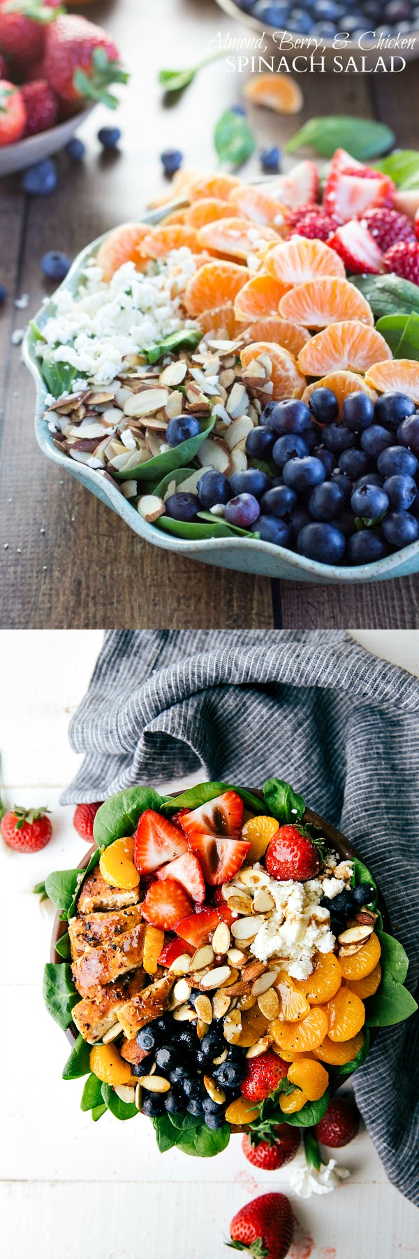 Almond, Berry, and Chicken Spinach Salad