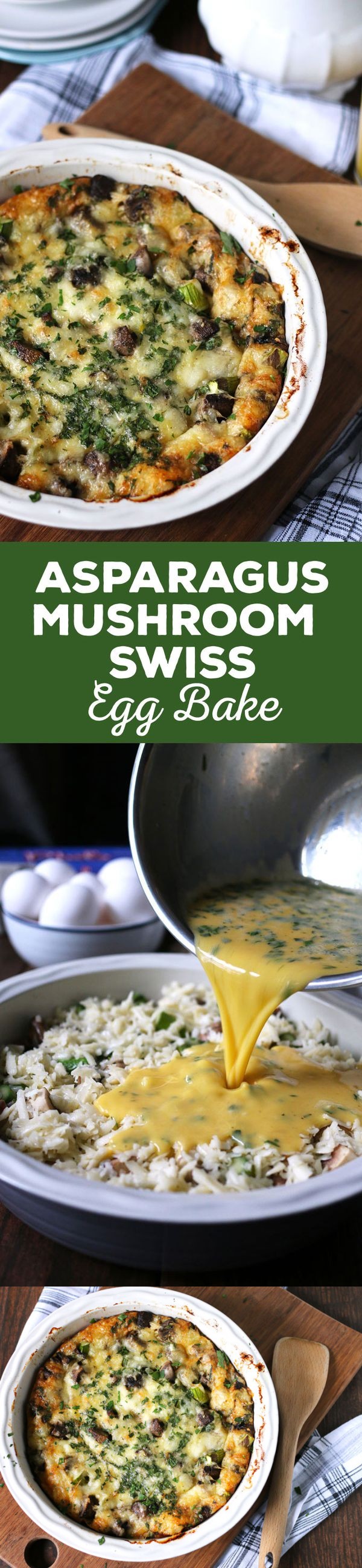 Asparagus Mushroom Swiss Egg Bake