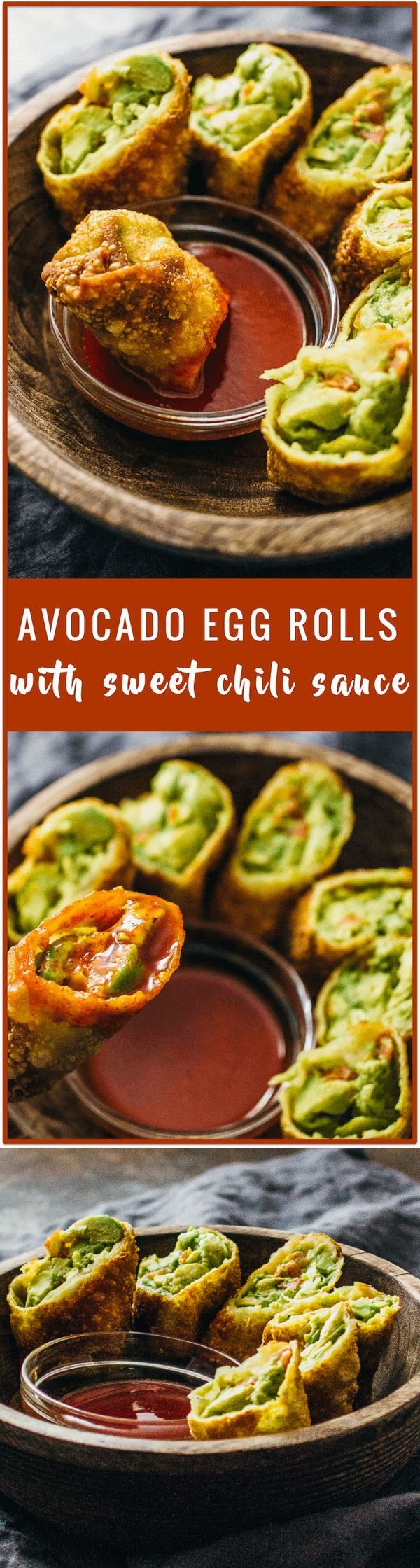 Avocado egg rolls with sweet chili sauce