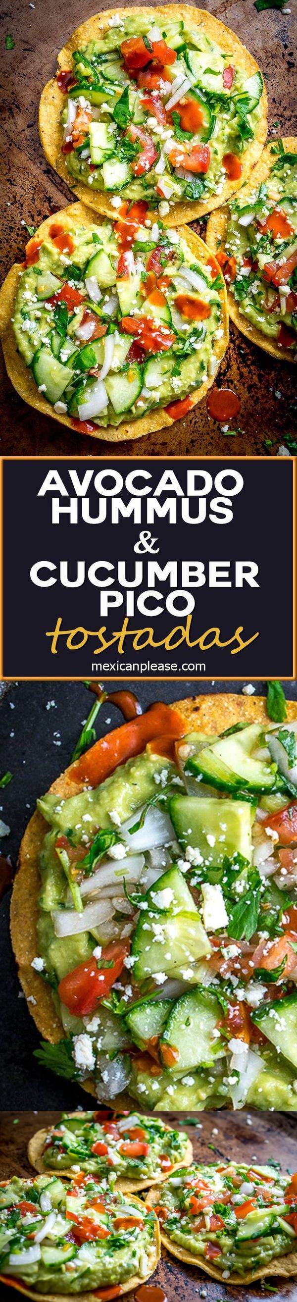 Avocado Hummus and Cucumber Pico Tostadas