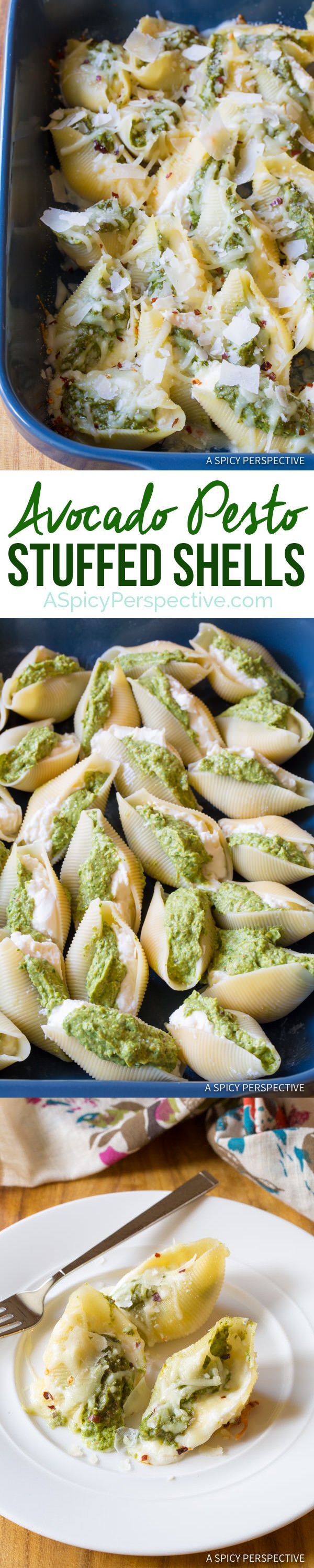 Avocado Pesto Stuffed Shells