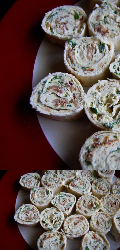 Bacon, Spinach and Green Onion Cream Cheese Tortilla Roll-Ups