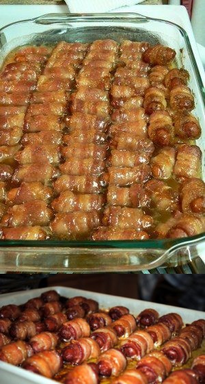 Bacon-Wrapped Smokies with Brown Sugar and Butter