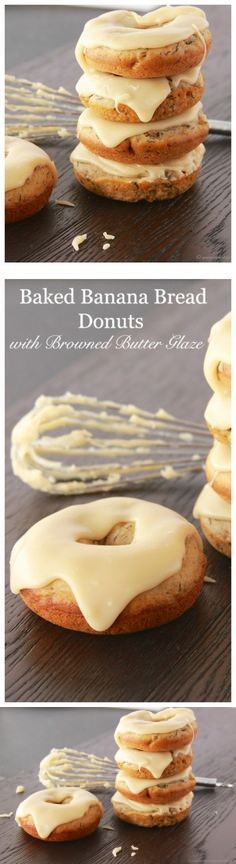 Baked Banana Bread Donuts with Browned Butter Glaze