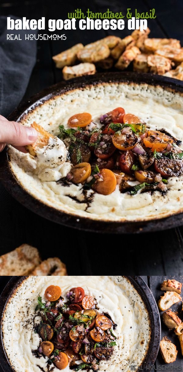 Baked Goat Cheese Dip with Tomatoes and Basil