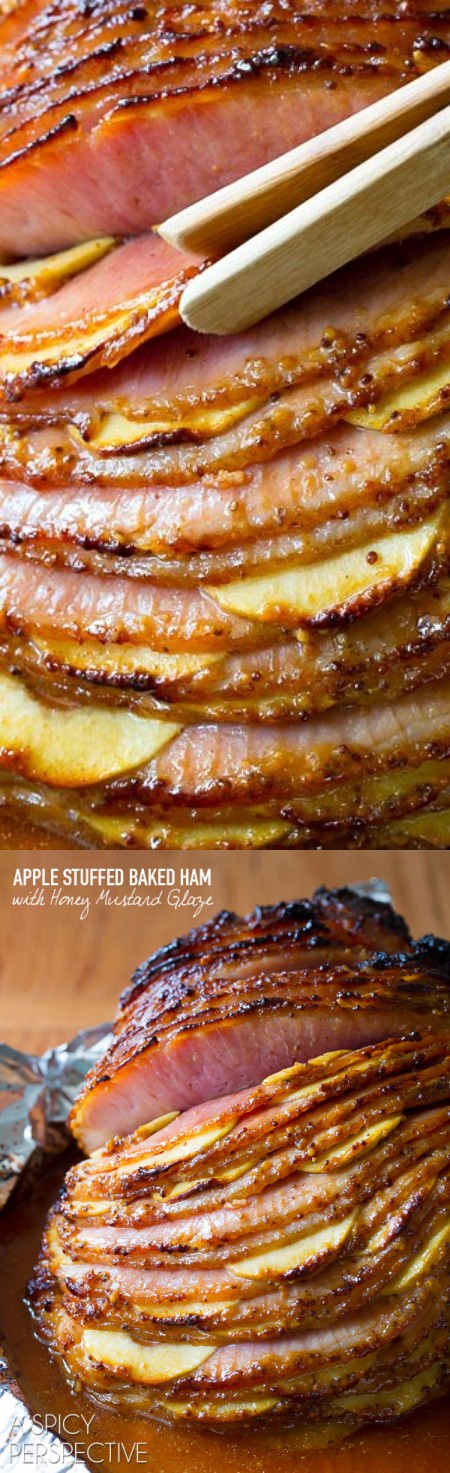 Baked Ham with Honey Mustard and Apples