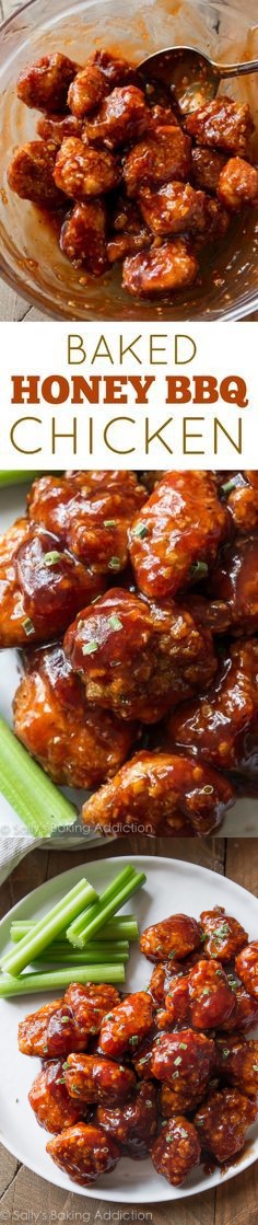 Baked Honey BBQ Popcorn Chicken