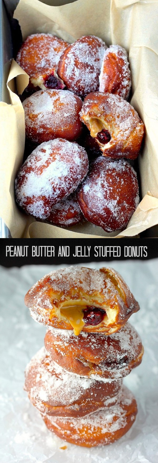 Bakery Style Peanut Butter and Jelly Doughnuts