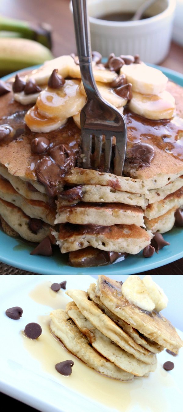 Banana Chocolate Chip Pancakes