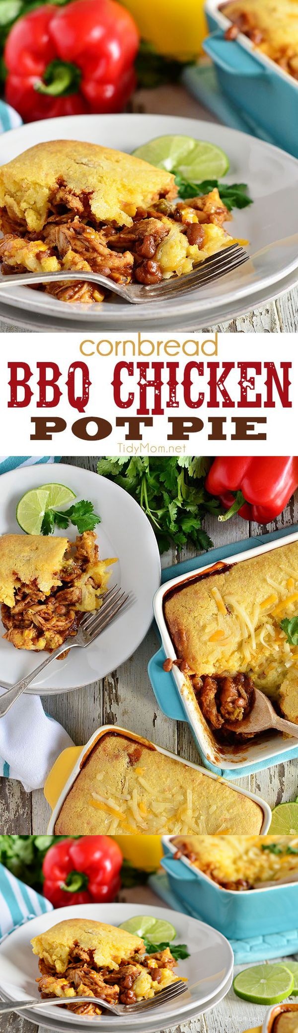 BBQ Chicken Pot Pie Topped with Cornbread