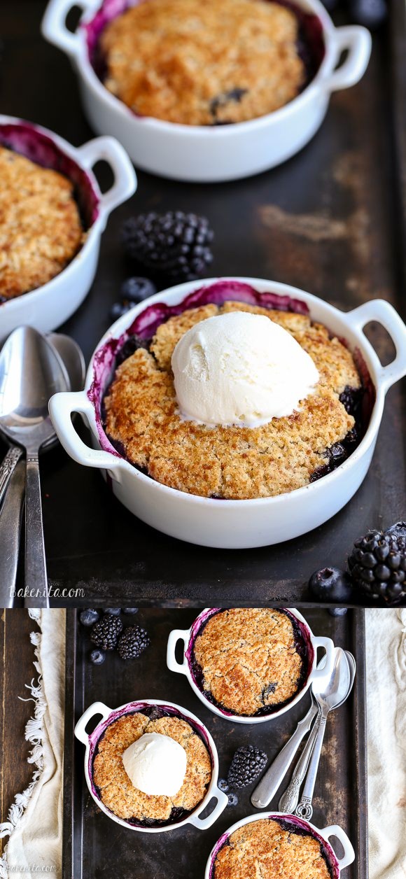 Blackberry + Blueberry Cobbler (Gluten Free, Paleo + Vegan