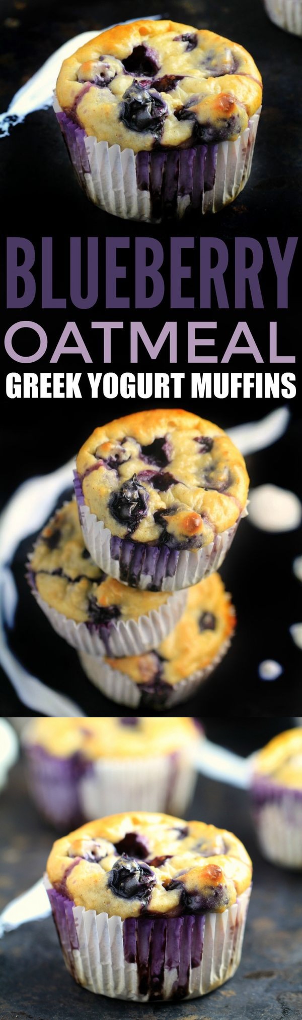 Blueberry Oatmeal Greek Yogurt Muffins