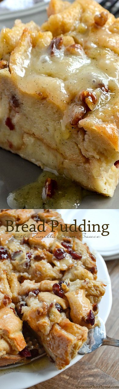 Bread Pudding with Vanilla Bean Sauce