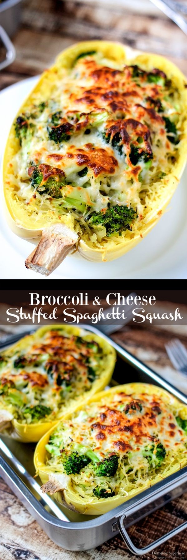 Broccoli & Cheese Stuffed Spaghetti Squash