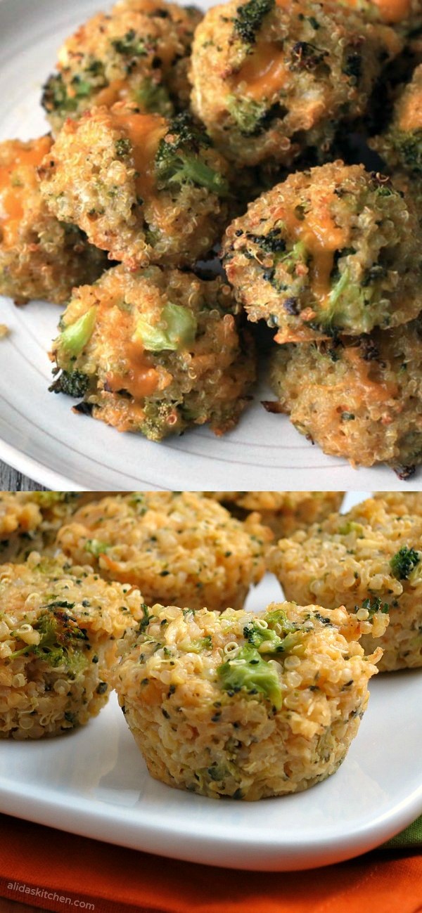 Broccoli Cheddar Quinoa Bites