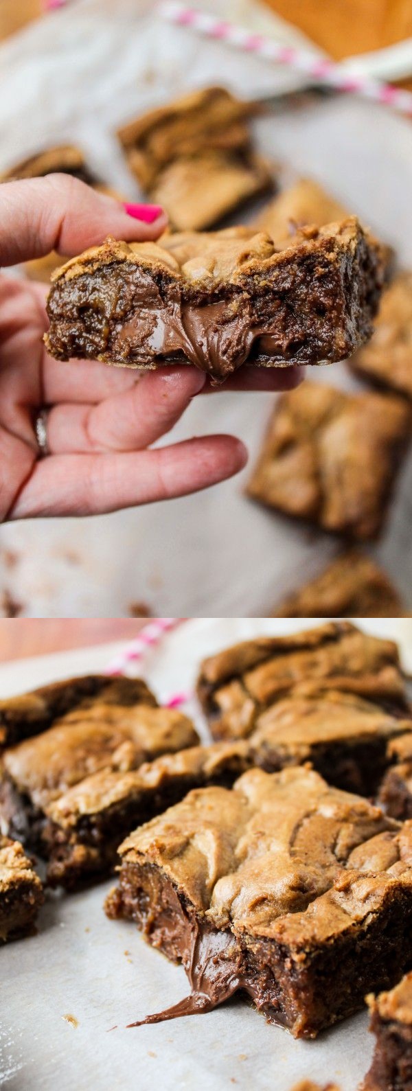 Browned Butter Blondies with Nutella Pockets