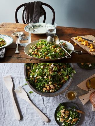 Brussels Sprouts and Apple Salad with Cheddar and Rye Breadcrumbs