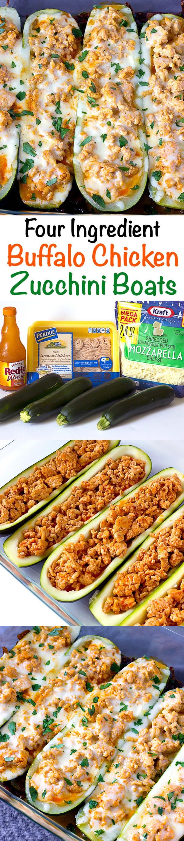 Buffalo Chicken Zucchini Boats