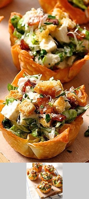 Caesar Salad Wonton Cups