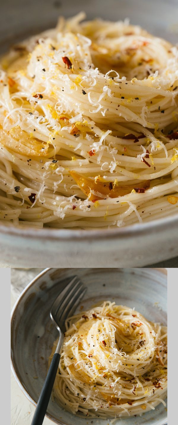 Capellini with Garlic, Lemon and Parmesan