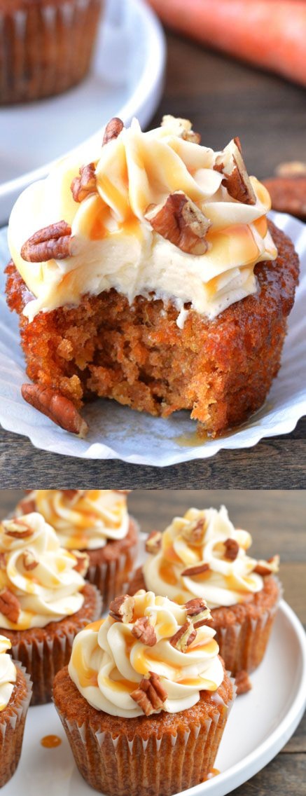 Caramel Pecan Carrot Cupcakes