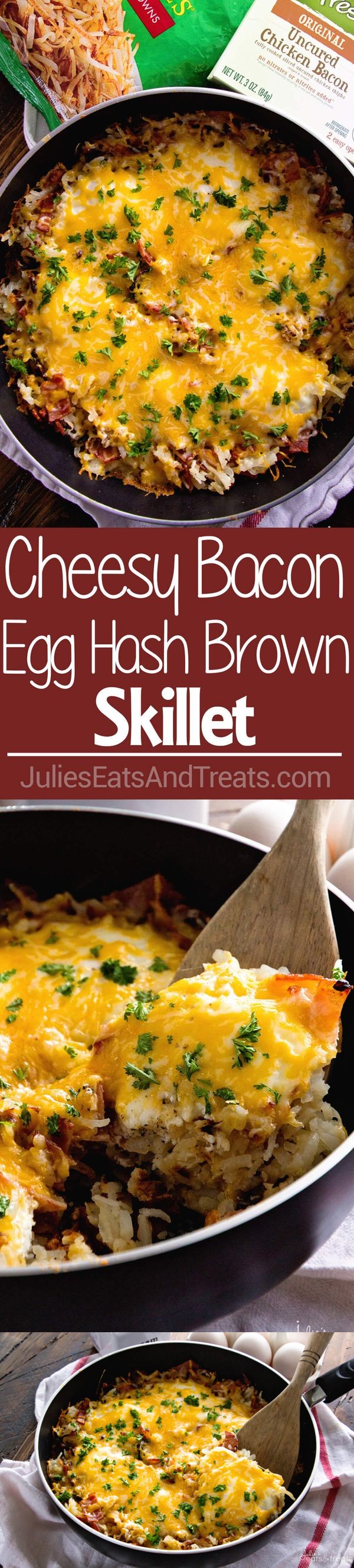 Cheesy Bacon Egg Hash Brown Skillet