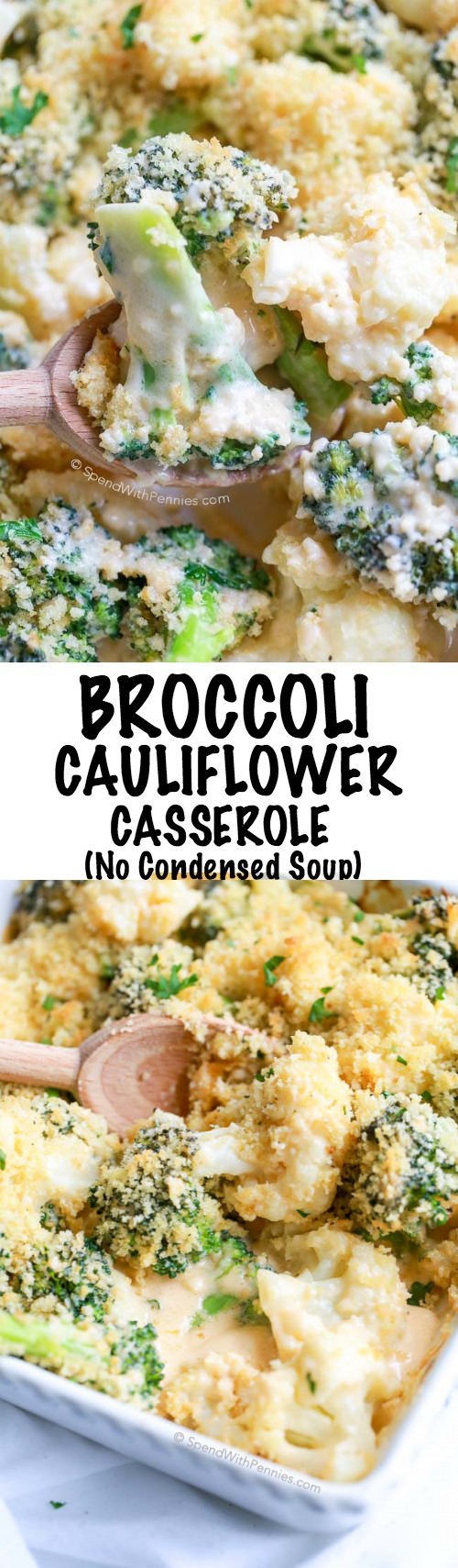 Cheesy Broccoli Cauliflower Bake (No condensed soup required