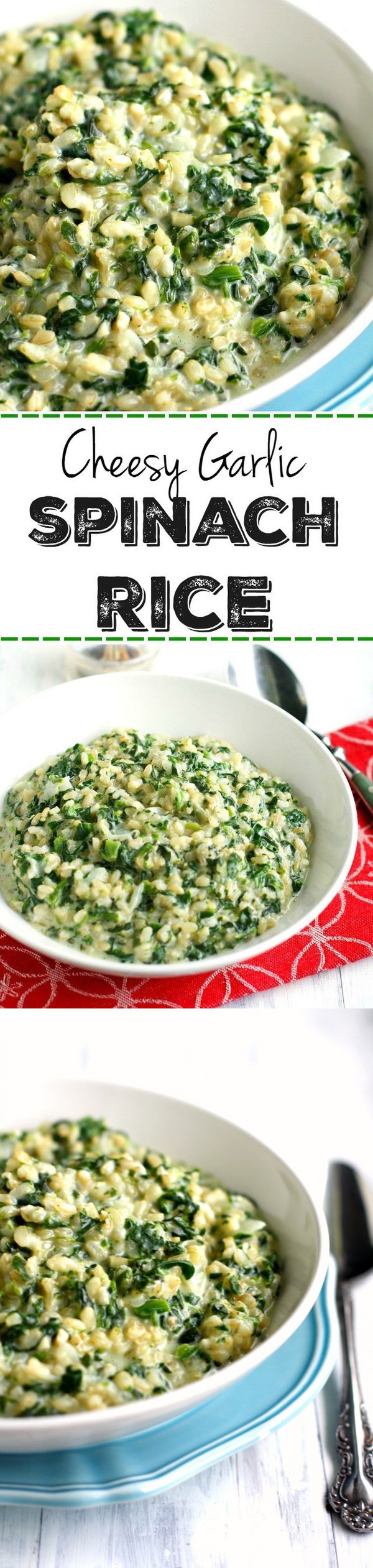 Cheesy Garlic Spinach Rice