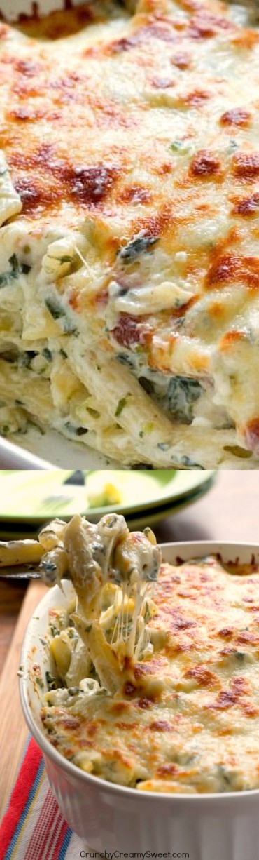 Cheesy Spinach Dip Chicken Pasta