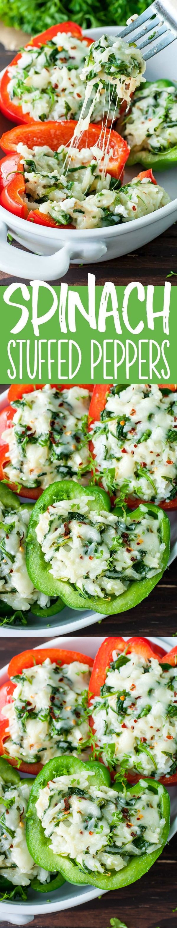 Cheesy Spinach Stuffed Peppers