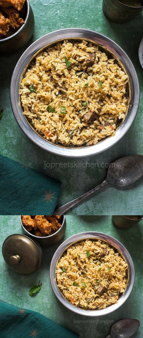 Chettinadu Mutton Biriyani using Coconut Milk