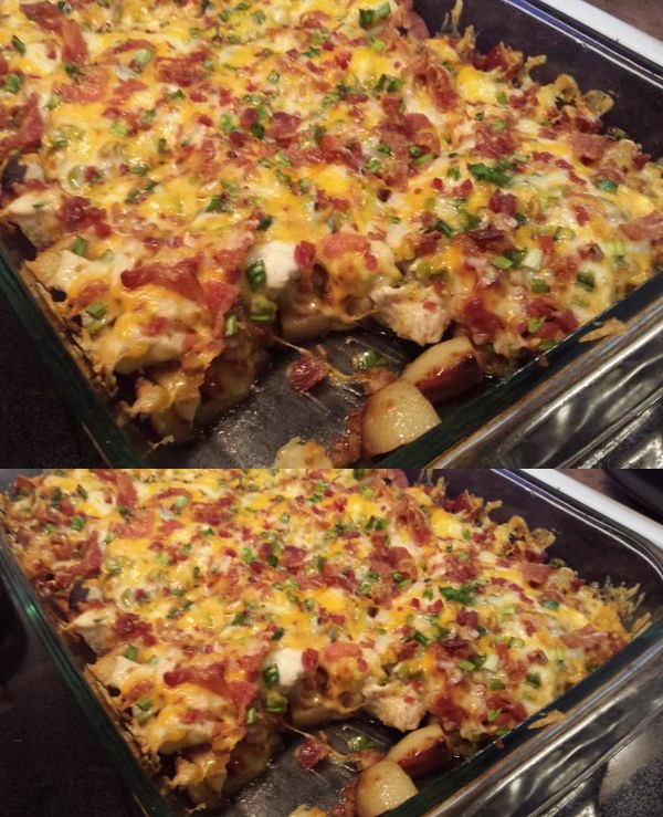 Chicken Bacon Ranch Potato Bake