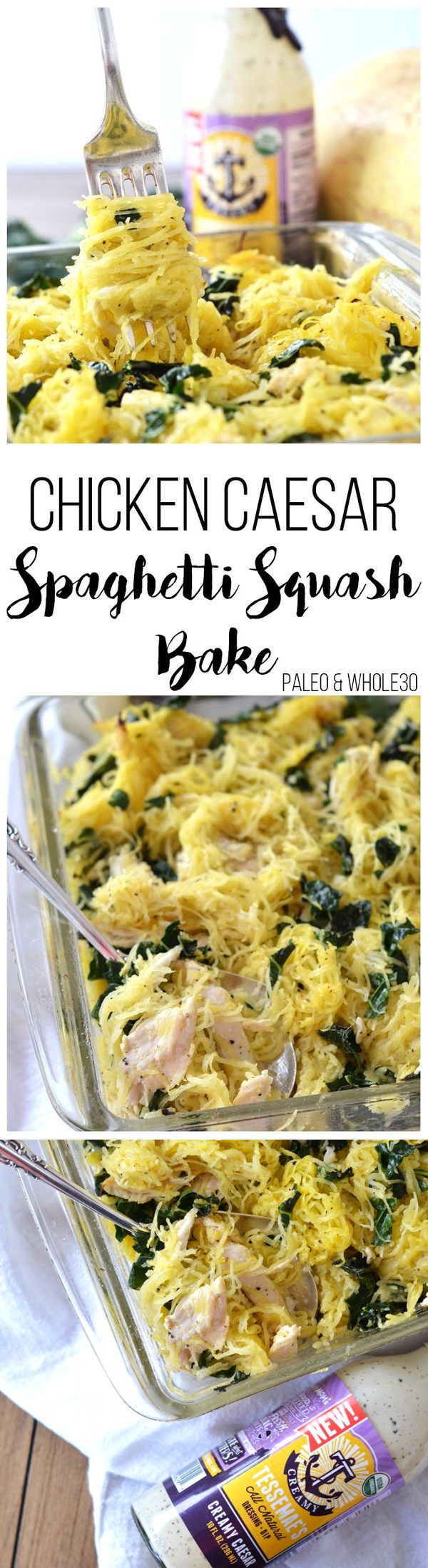 Chicken Caesar Spaghetti Squash Bake