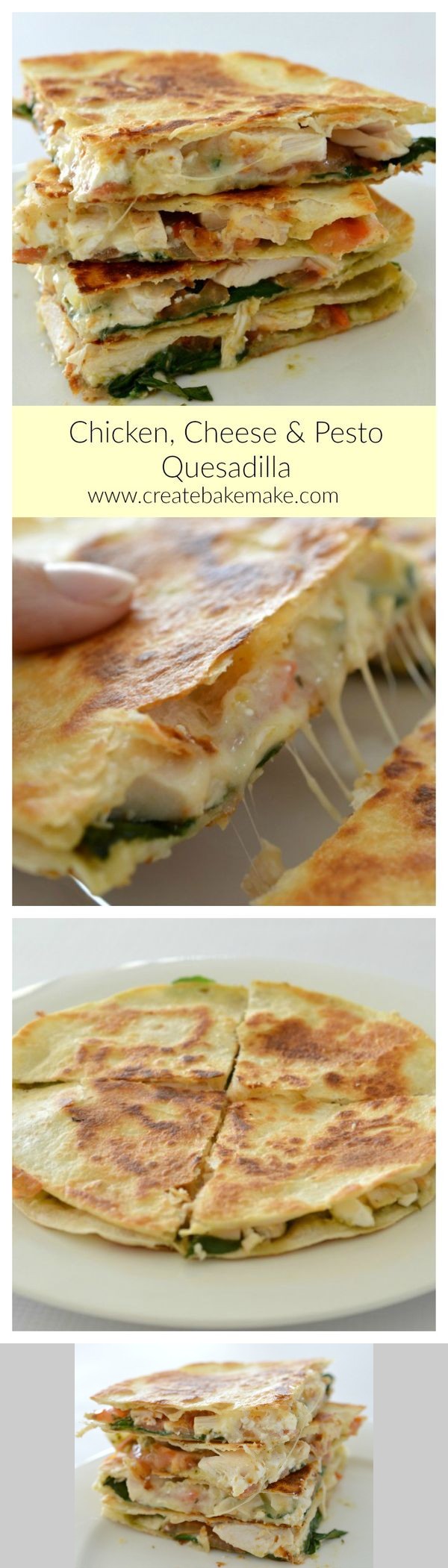 Chicken Cheese and Pesto Quesadilla