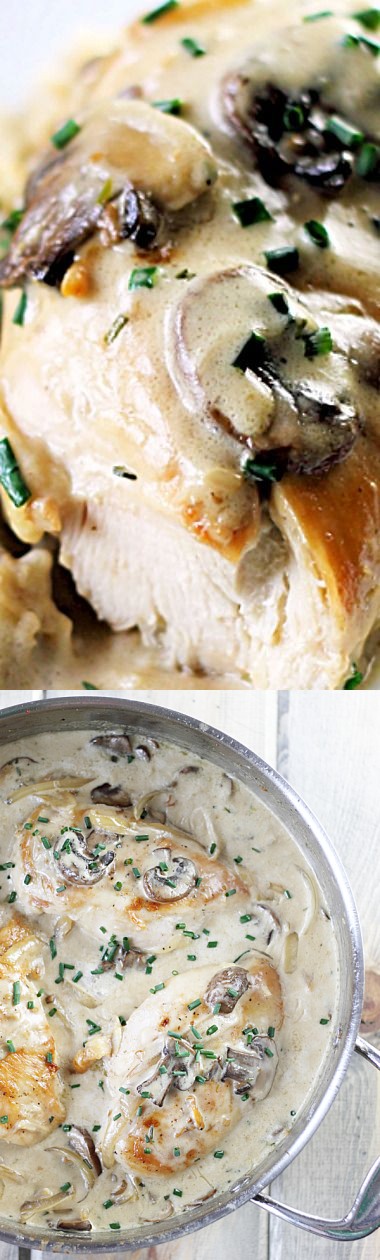 Chicken in Garlic Mushroom Cream Sauce