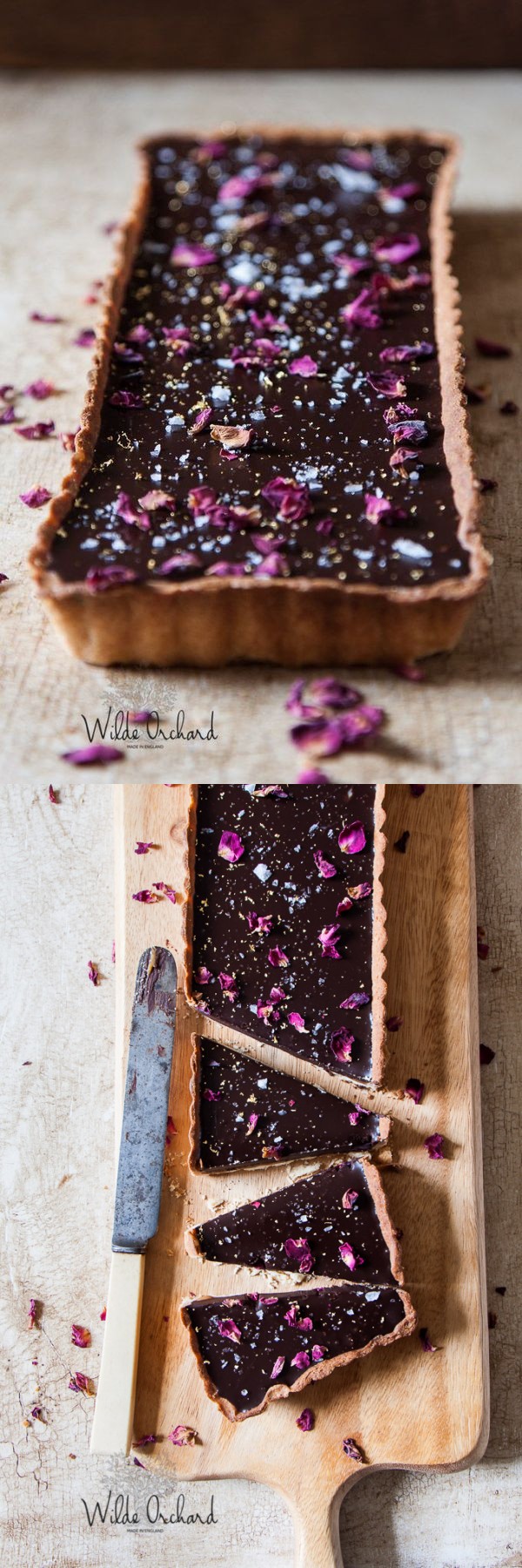 Chocolate Caramel And Rose Tart