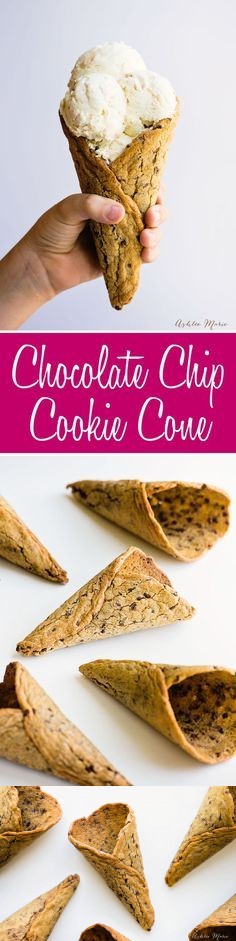 Chocolate Chip Cookie Cone recipe and tutorial