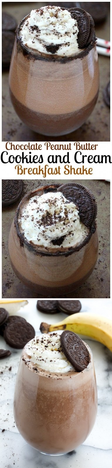 Chocolate Peanut Butter Cookies and Cream Breakfast Shake